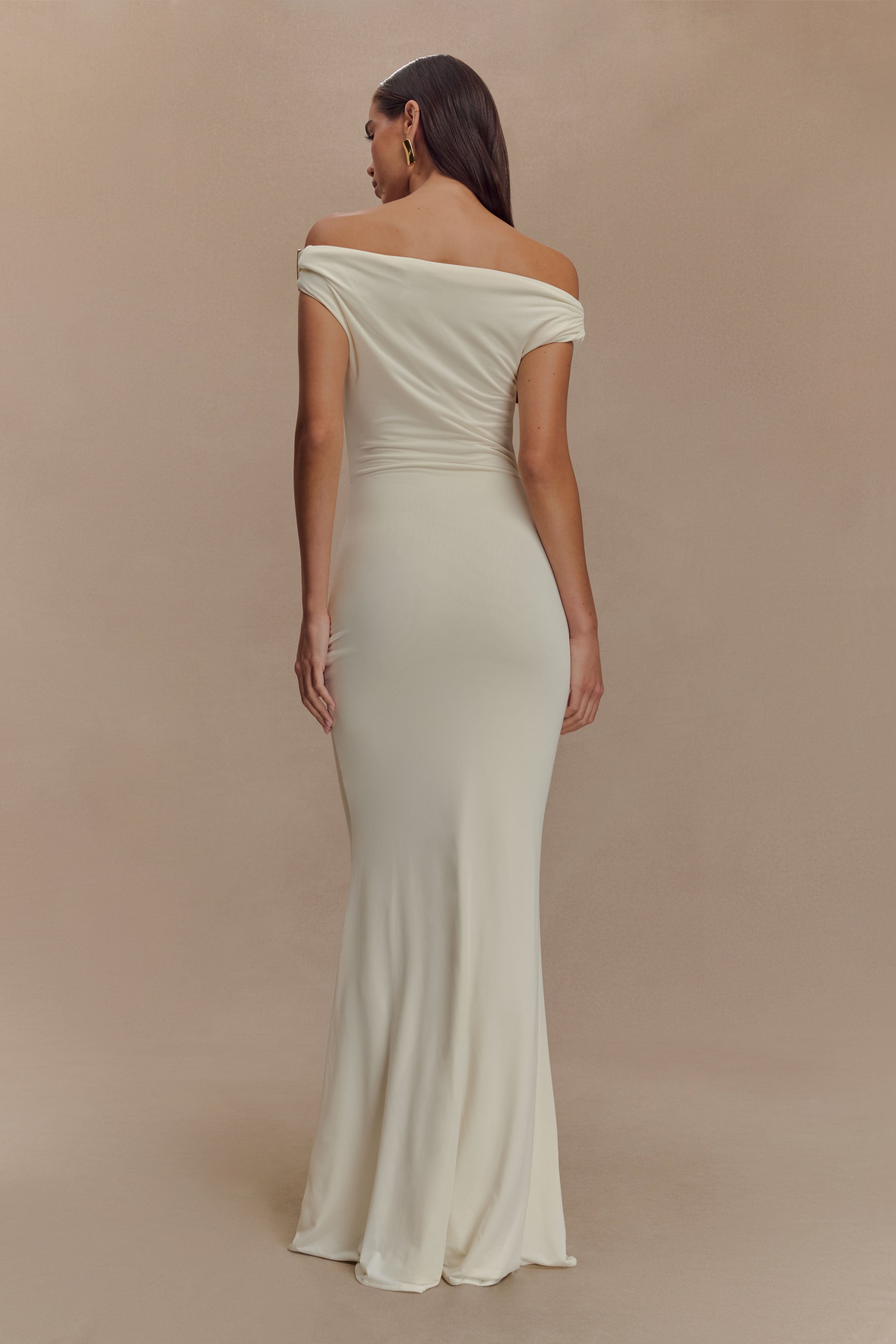 Kinsley Slinky Maxi Dress With Hardware - Ivory