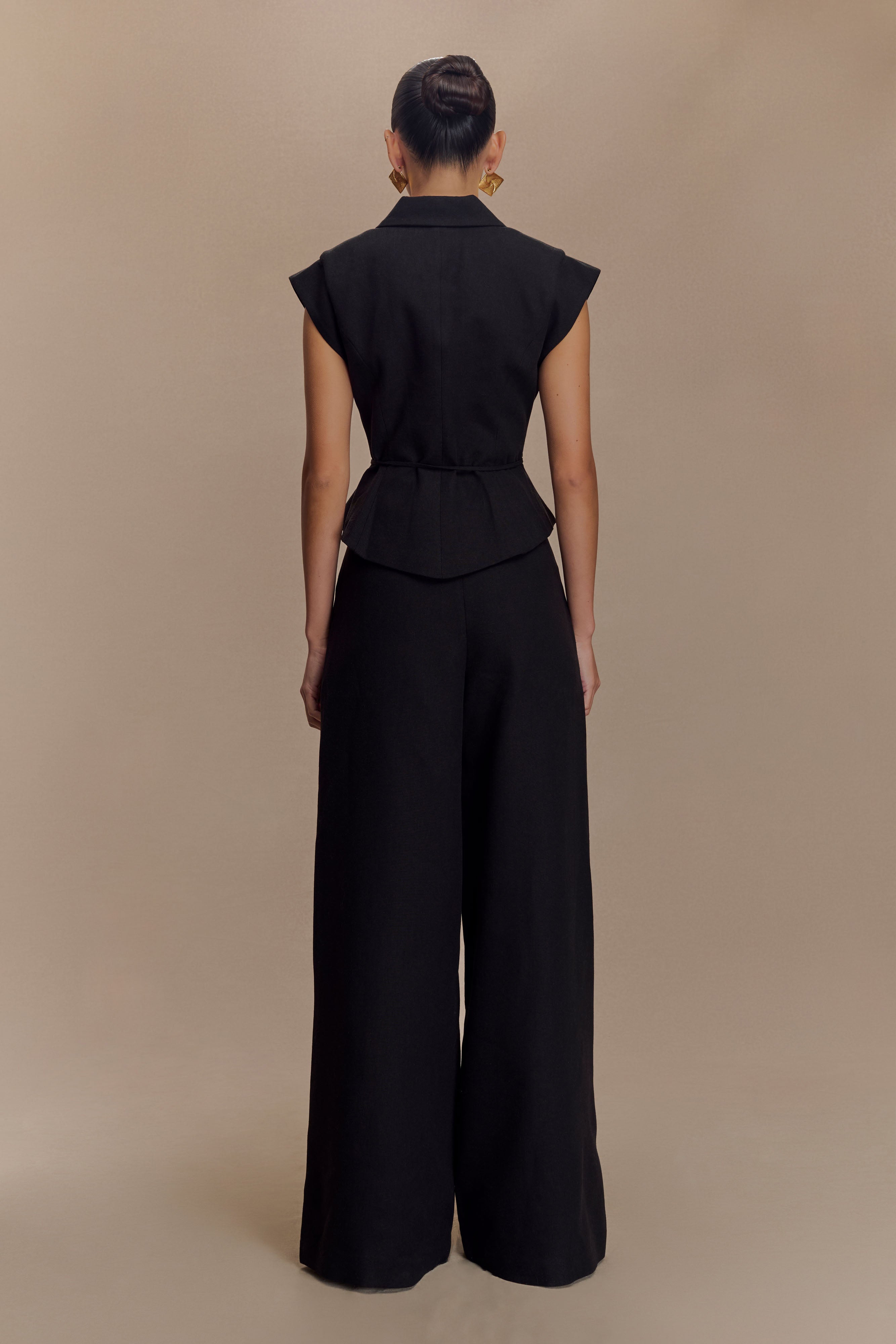 Andina Shortsleeve Linen Top - Black