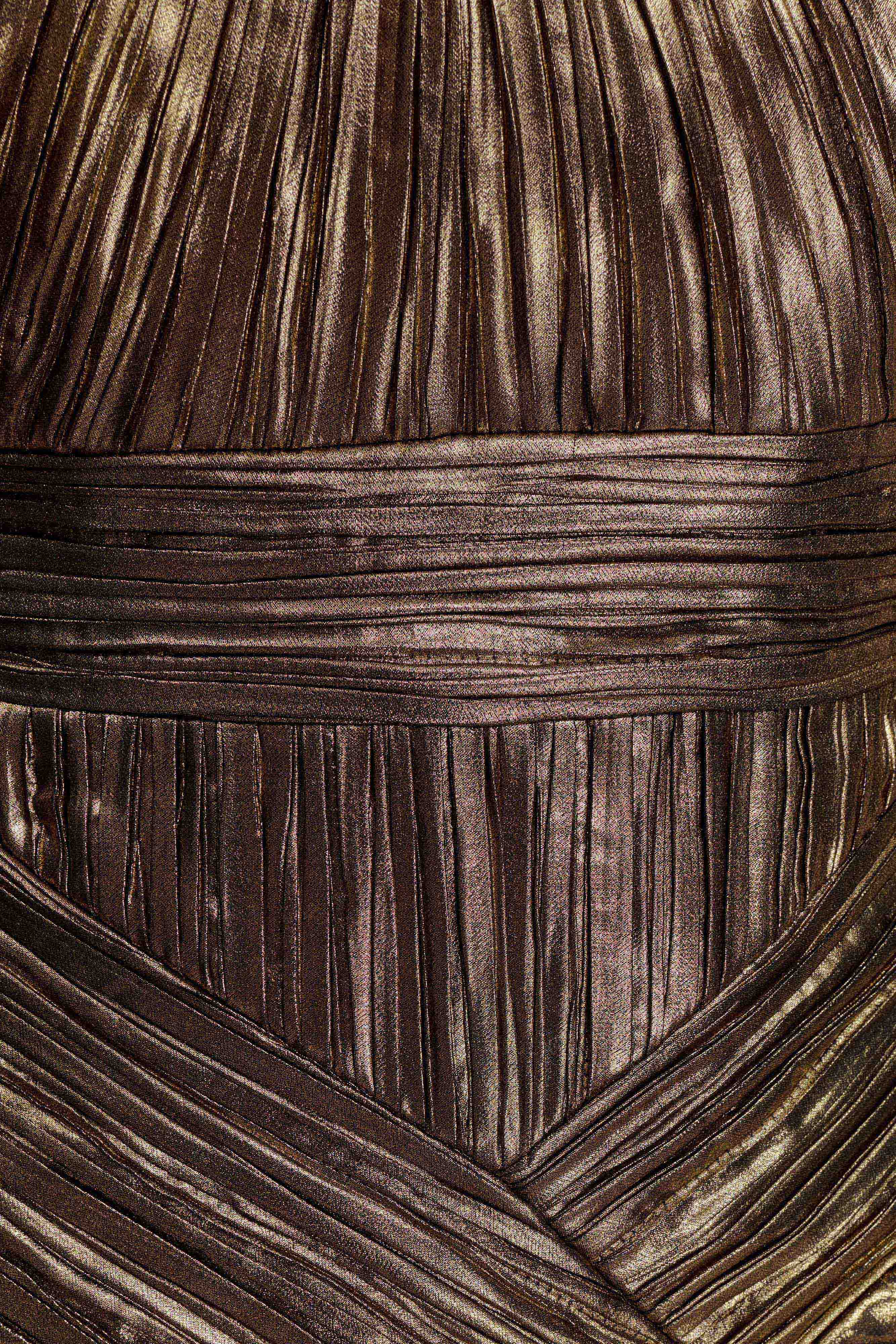 Clemence Plisse Maxi Dress - Gold
