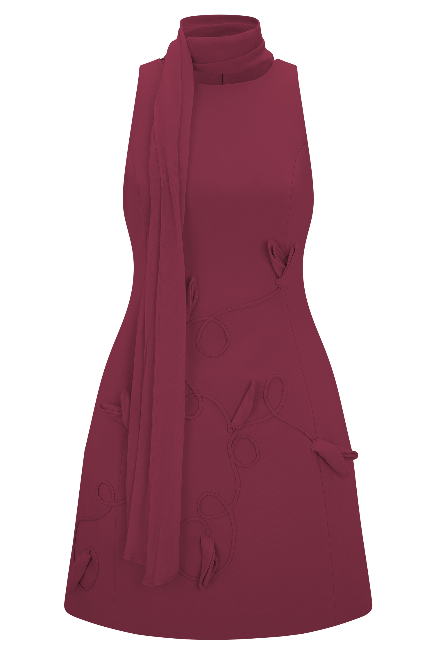 Skyler Suiting Embroidered Mini Dress - Wine